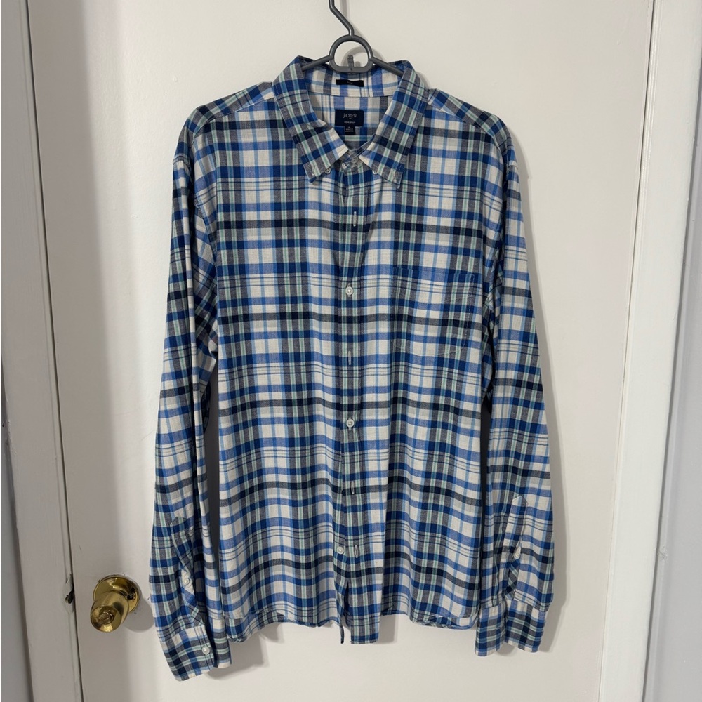 J. Crew Blue and White Casual Button Down Shirt